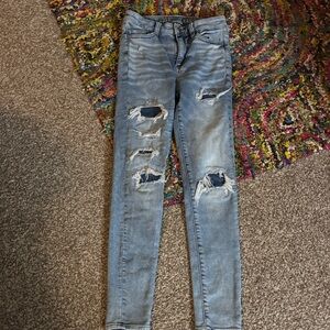 Distressed Blue Jeans
